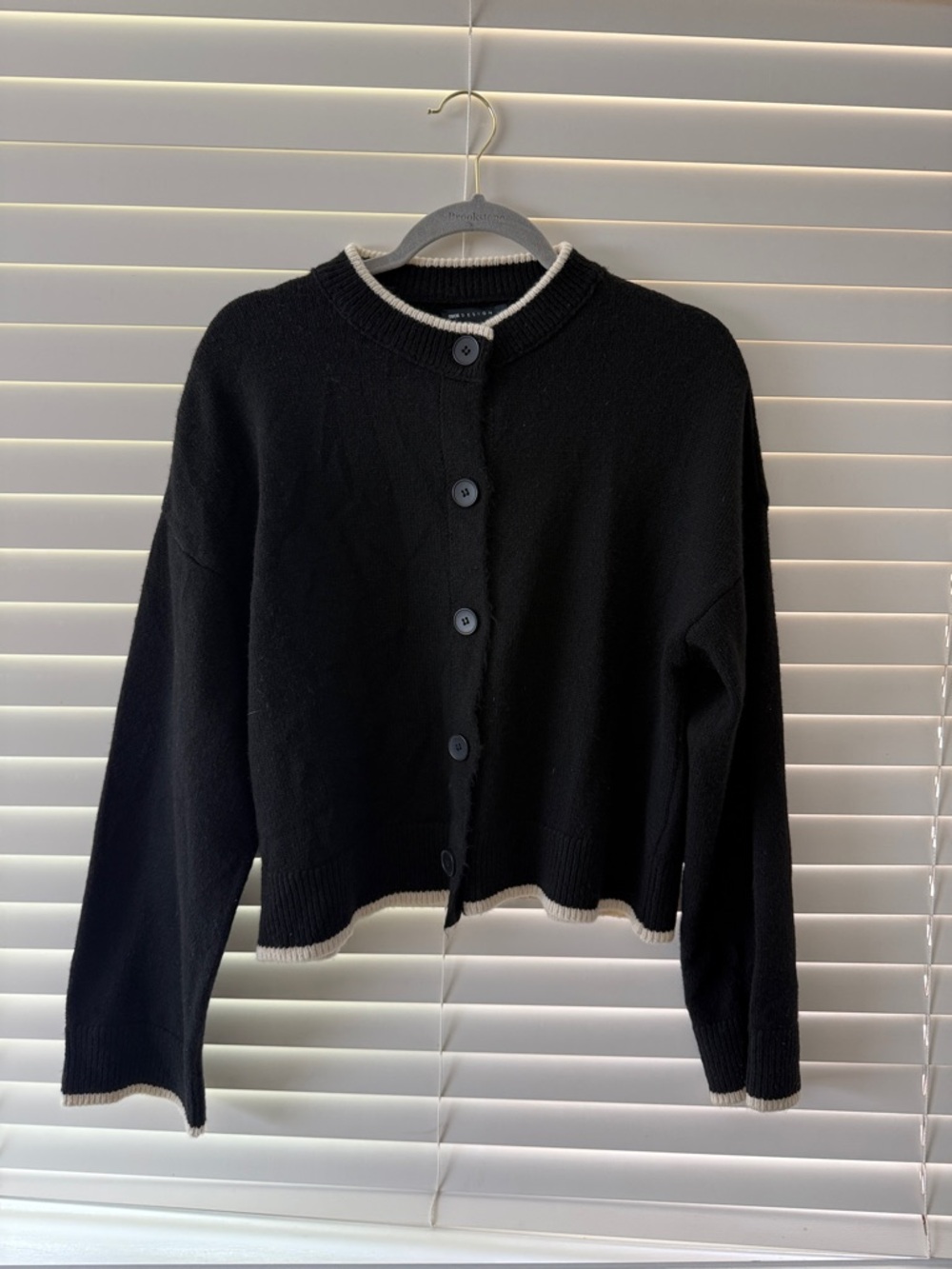 ASOS Black Button-Up Cardigan with White Contrast Trim